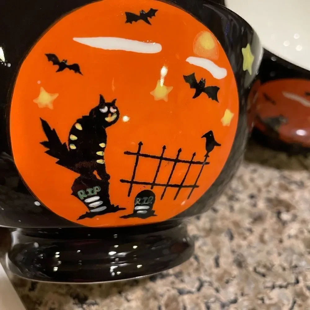 Certified International Halloween Vintage Bowls and Mug Set of 8!!